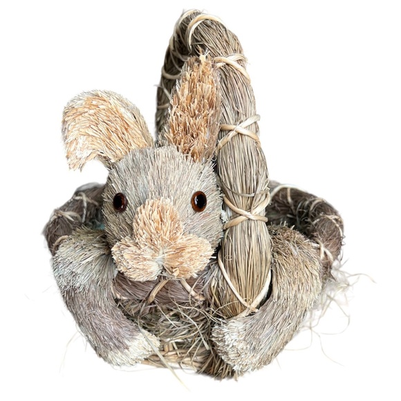 💕 SOLD 💕 Extra Large Sisal EASTER BASKET Bunny Rabbit Metallic Eggs 15" L x 14 - Picture 11 of 12